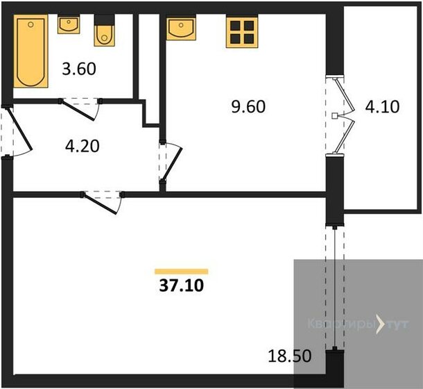 37,1 м², 1-комнатная квартира 3 762 891 ₽ - изображение 13