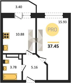 Квартира 37,5 м², 1-комнатная - изображение 1