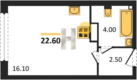 Квартира 22,6 м², студия - изображение 1