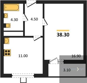 38,3 м², 1-комнатная квартира 5 203 390 ₽ - изображение 21
