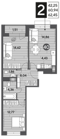 62 м², 2-комнатная квартира 11 000 000 ₽ - изображение 96