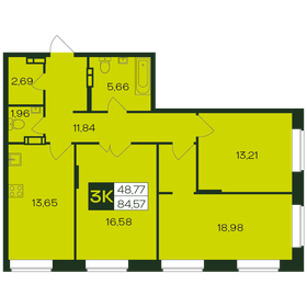 Квартира 84,9 м², 3-комнатная - изображение 1