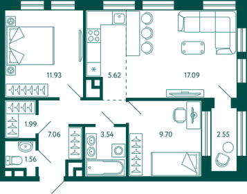 59,7 м², 2-комнатная квартира 9 716 090 ₽ - изображение 15