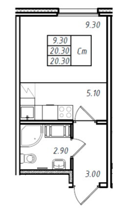 20,3 м², квартира-студия 5 300 000 ₽ - изображение 1