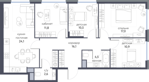 94,5 м², 4-комнатная квартира 26 000 000 ₽ - изображение 9