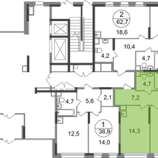 Квартира 58,6 м², 2-комнатная - изображение 2