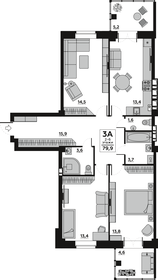 Квартира 79,9 м², 3-комнатная - изображение 1