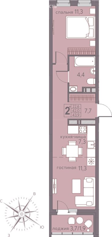 Варианты планировок ЖК «Погода» - планировка 6