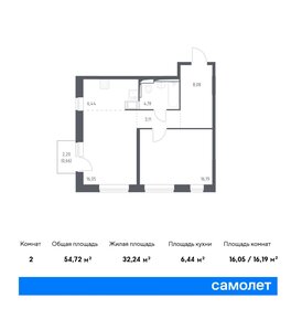 Квартира 54,7 м², 1-комнатная - изображение 1