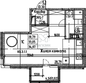 Квартира 34 м², студия - изображение 1