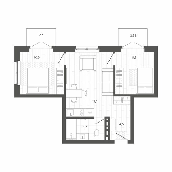 47,9 м², 3-комнатная квартира 8 534 000 ₽ - изображение 1