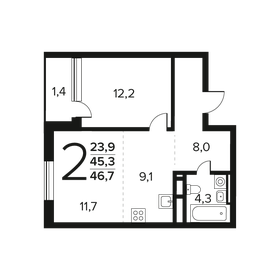 Квартира 46,7 м², 2-комнатная - изображение 1