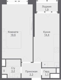 Квартира 41,6 м², 1-комнатная - изображение 1