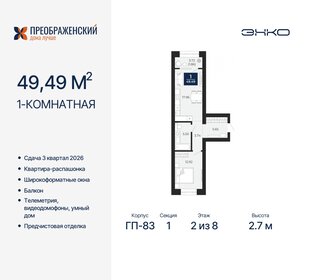 46,3 м², 1-комнатная квартира 9 900 000 ₽ - изображение 42