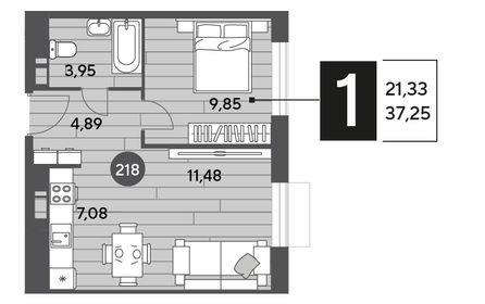 37,3 м², 1-комнатная квартира 6 246 825 ₽ - изображение 25