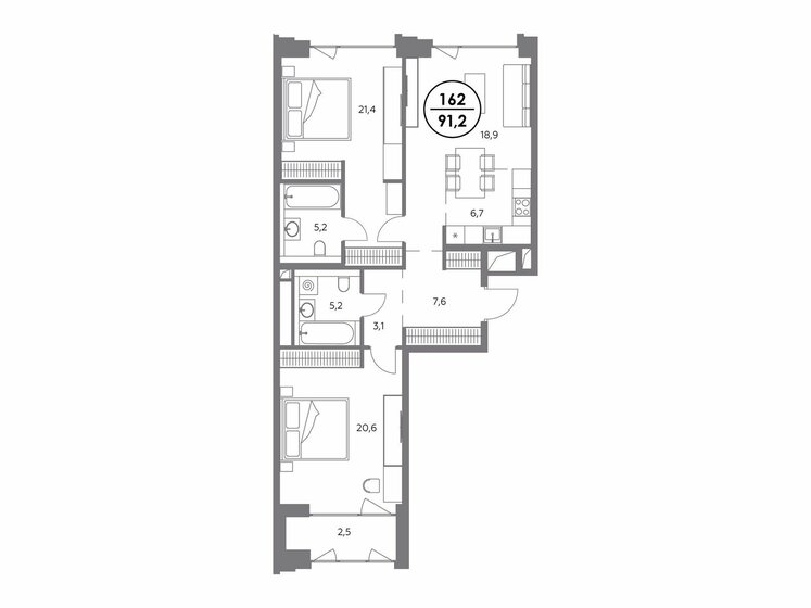 91,2 м², 2-комнатная квартира 74 145 600 ₽ - изображение 1