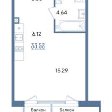 Квартира 33,5 м², студия - изображение 3