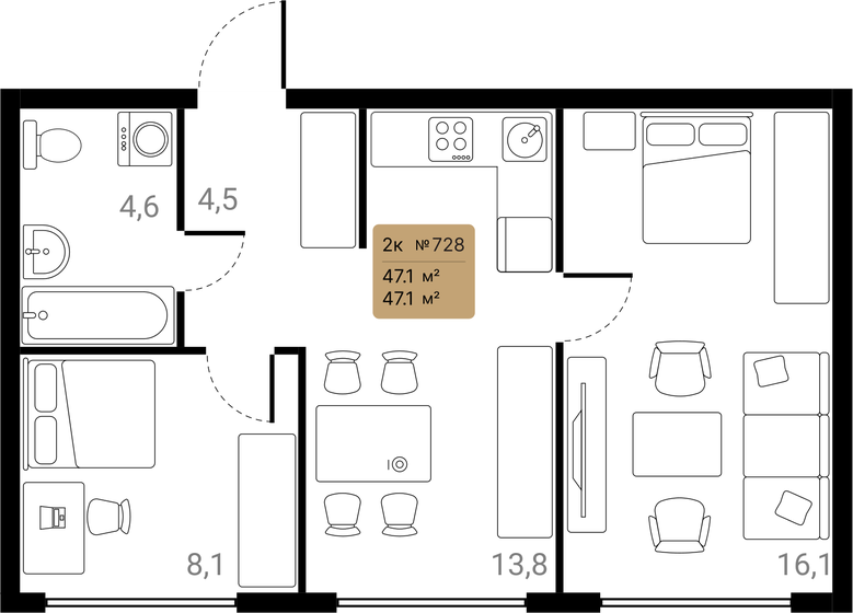 59,6 м², 2-комнатная квартира 8 979 287 ₽ - изображение 51