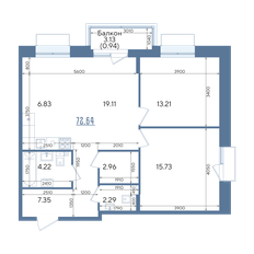 Квартира 72,6 м², 2-комнатная - изображение 4