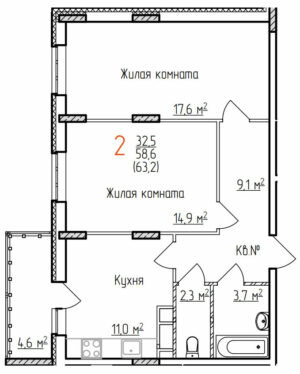 51,8 м², 2-комнатная квартира 7 450 000 ₽ - изображение 93