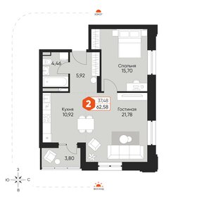 Квартира 62,6 м², 2-комнатная - изображение 2