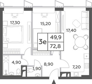 Квартира 72,8 м², 3-комнатная - изображение 1