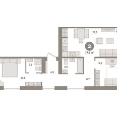 Квартира 77,8 м², 2-комнатная - изображение 3
