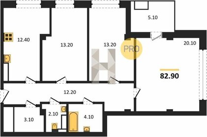 Квартира 82,9 м², 2-комнатная - изображение 1