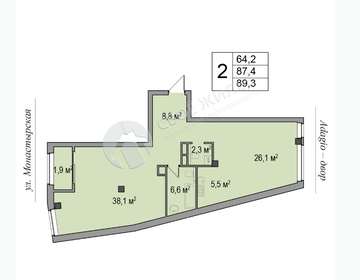 Квартира 89,3 м², 3-комнатная - изображение 2