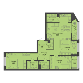 98,8 м², 3-комнатная квартира 14 700 000 ₽ - изображение 94