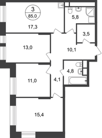 Квартира 85 м², 3-комнатная - изображение 1