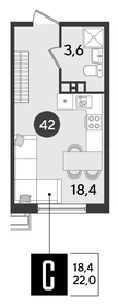 22 м², квартира-студия 4 382 400 ₽ - изображение 20