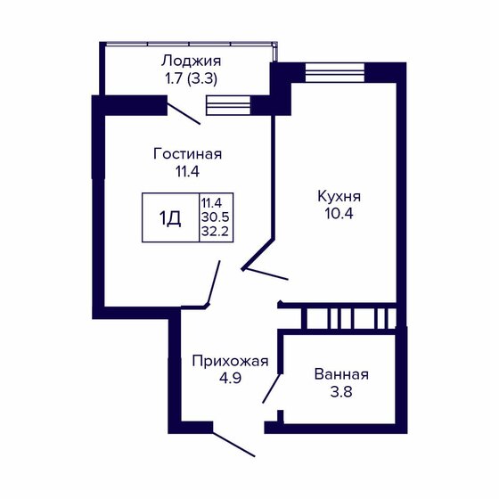 32,1 м², 1-комнатная квартира 3 884 100 ₽ - изображение 23