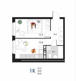 Квартира 33,8 м², 1-комнатная - изображение 1