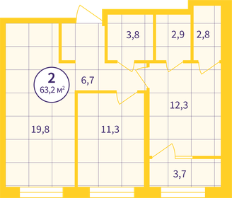 Квартира 61,3 м², 2-комнатная - изображение 2