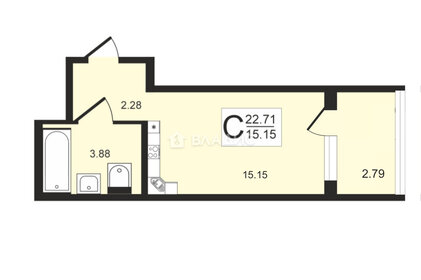 Квартира 22,7 м², студия - изображение 1