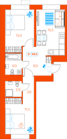 55,3 м², 2-комнатная квартира 7 000 000 ₽ - изображение 51