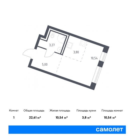 22,6 м², квартира-студия 3 263 986 ₽ - изображение 1