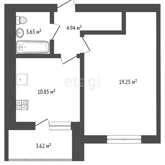 38,8 м², 1-комнатная квартира 4 800 000 ₽ - изображение 15