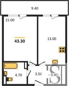 Квартира 43,3 м², 1-комнатная - изображение 1