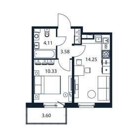 Квартира 33,4 м², 1-комнатная - изображение 1