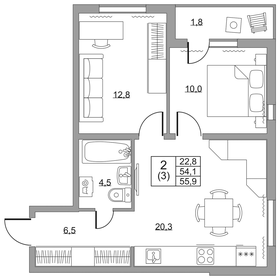 59 м², 2-комнатная квартира 7 250 000 ₽ - изображение 40