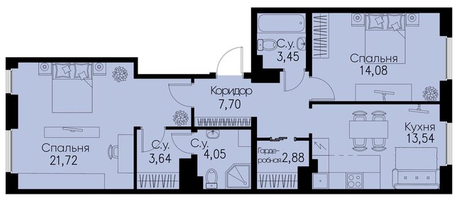 58,9 м², 2-комнатная квартира 27 320 000 ₽ - изображение 146