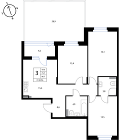 91,7 м², 3-комнатная квартира 15 864 100 ₽ - изображение 16