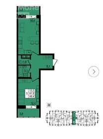 Квартира 49,4 м², 1-комнатная - изображение 1