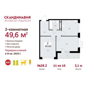 50,4 м², 2-комнатная квартира 13 356 080 ₽ - изображение 11