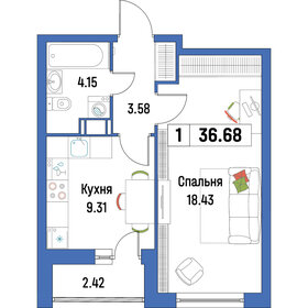 Квартира 36,7 м², 1-комнатная - изображение 1