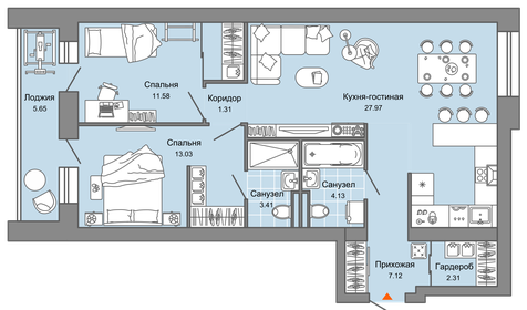 71,9 м², 3-комнатная квартира 5 500 000 ₽ - изображение 86