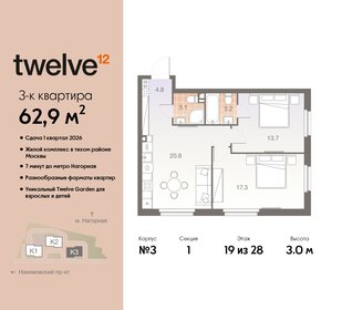 Квартира 62,9 м², 3-комнатная - изображение 1