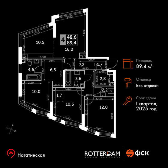 89,4 м², 4-комнатная квартира 42 174 448 ₽ - изображение 1